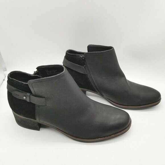 Korks Womens Sonya KR0004003 Black Leather Ankle Block Heel Booties Size 9 M - Picture 1 of 6
